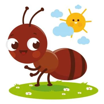 Ant cartoon in the grass. Vector illustration Stock Illustration