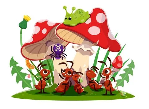 Ant characters rest after work, cartoon termites Stock Illustration
