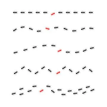 Ant colony trail set. Stock Illustration