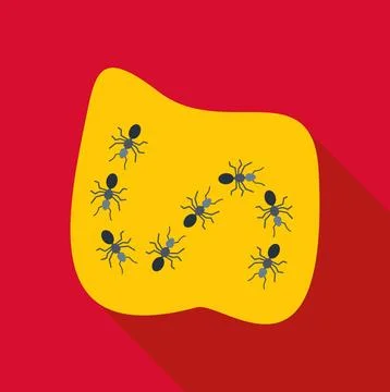 Ant colony walking on yellow surface Illustrazione stock