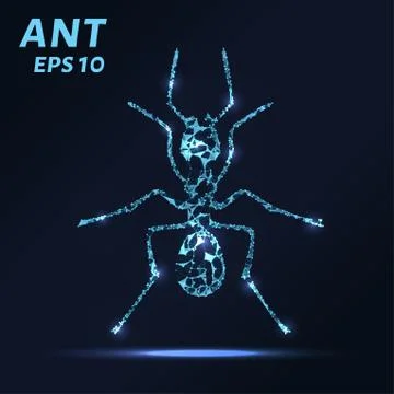 The ant consists of points, lines and triangles. The polygon shape in the f.. Stock Illustration