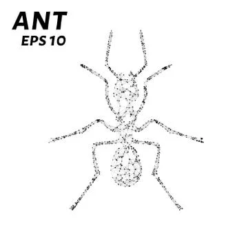 The ant consists of points, lines and triangles. The polygon shape in the f.. Stock Illustration