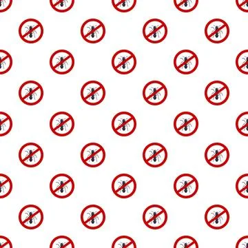 Ant control seamless pattern with prohibition signs Stock Illustration