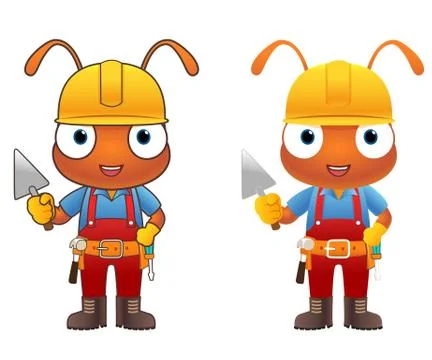 Ant Engineer cartoon character Stock Illustration