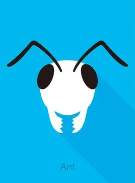 Ant face icon flat design Illustrazione stock