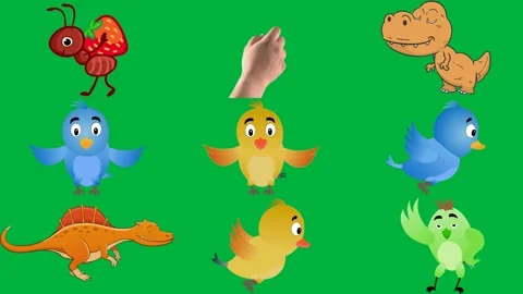 Ant green screen white background cartoon dinosaur blue bird wings spread. Stock Footage 310562910