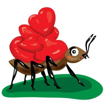 Ant with hearts Stock Illustration