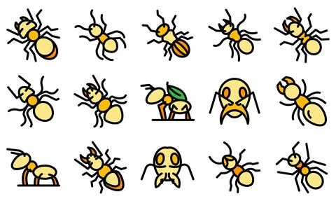 Ant icons set vector flat Stock Illustration