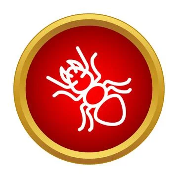 Ant insect icon button with golden border Stock Illustration
