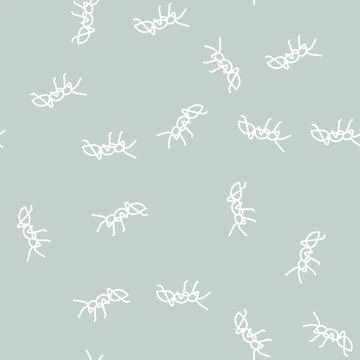 Ant insect line seamless pattern Stock Illustration