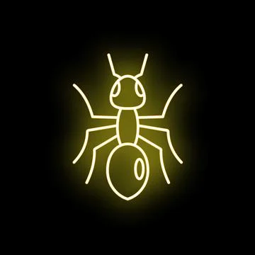 Ant insect neon glowing line art icon Stock Illustration