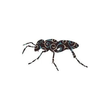 Ant insect spiral pattern color silhouette animal. Stock Illustration