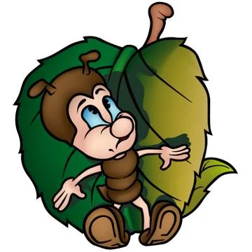 Ant With Leaf Illustrazione stock
