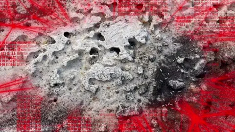 Ant network. A rotating red geometric structure forms a frame around the Stock Footage 242263613