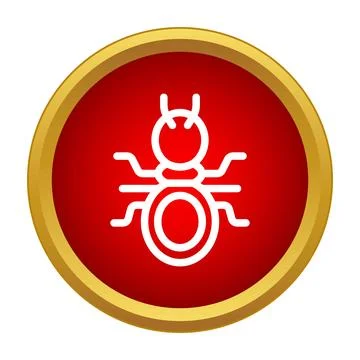 Ant or bug outline icon in red circle Stock Illustration