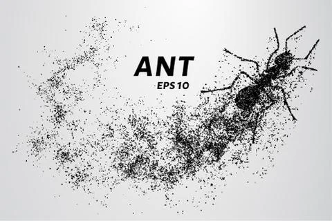 Ant of the particles. The ant consists of small circles. Stock Illustration
