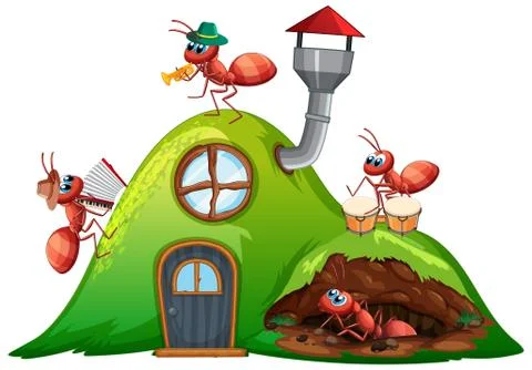 Ant playing music instruments Ilustración de archivo