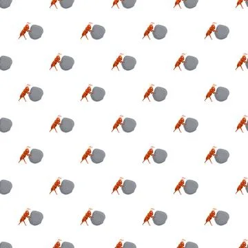 Ant pushing rock seamless pattern for work concept Stock Illustration