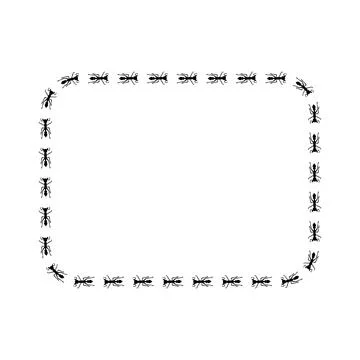 Ant rounded rectangle trail illustration. Insect path Stock Illustration