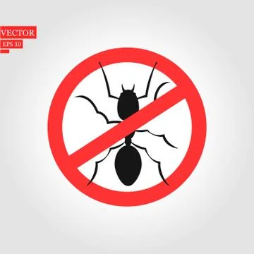 Ant warning sign on white - vector illustration. eps 10 Stock Illustration