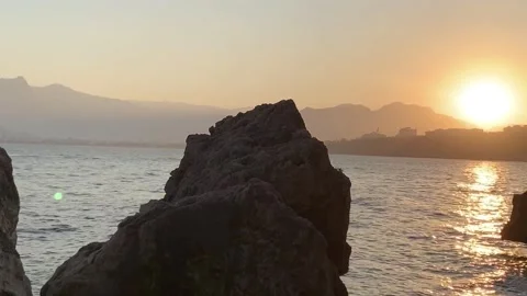 Antalya beach sunset Stock Footage