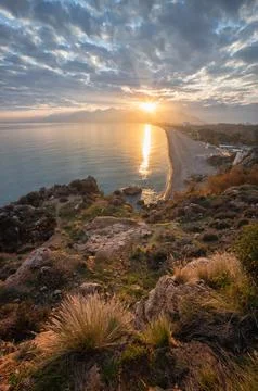 Antalya Beach Sunset Stock Photos