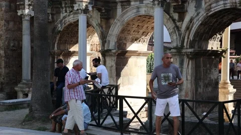 Antalya Hadrian's Gate old town. Antalya Turkey July 2022 Stock Footage 200892009