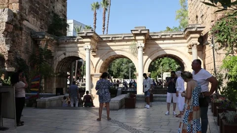 Antalya Hadrian's Gate old town. Antalya Turkey July 2022 Stock Footage 200892083