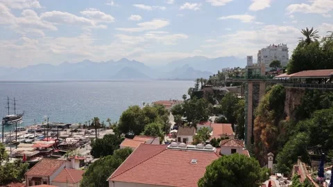 Antalya, observation deck overlooking the sea and the city. Stock Footage 200896046