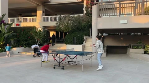 Antalya, Turkey 01 04 Two young women play table tennis in a hotel resort spa 動画素材 231271952
