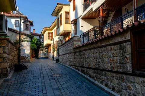 ANTALYA, TURKEY - JULY 26, 2019 : Houses in the Historical Distirict of Antalya Stock Photos