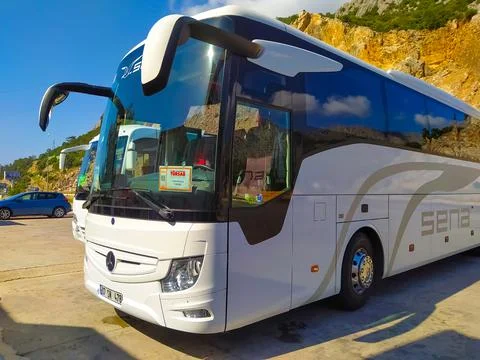 Antalya, Turkey - May 20, 2021: Pegas coach bus waiting for the tourists Stock Photos
