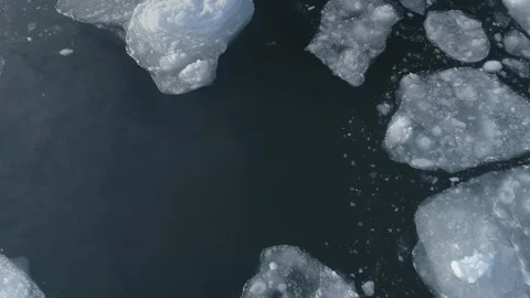 Antarctic drone flight over float ice ocean Video stock 100052103