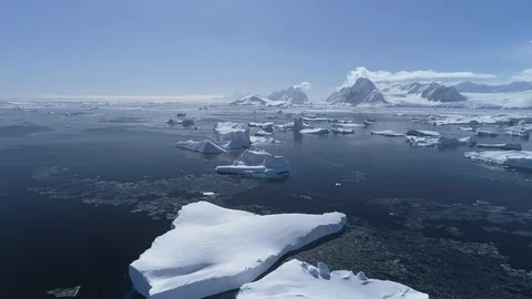 Antarctic epic coast landscape drone aerial view Stock Footage