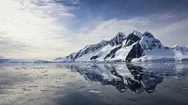 Antarctic Nature: Snow-Capped Mountains Reflected In Ocean Stock Footage