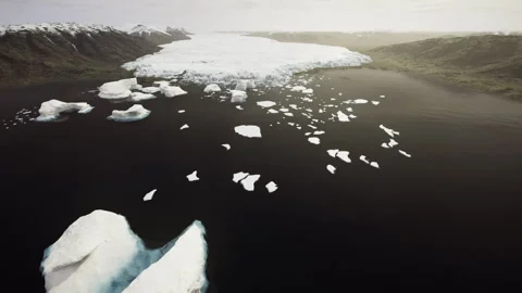 Antarctic ocean surface with ice formations and reflective surfaces Stock Footage 343622390