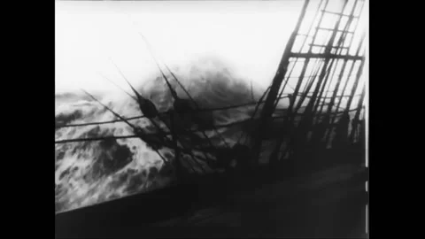 ANTARCTICA - 1911 - Explorer Robert Falcon Scott's ships encounter choppy seas Stock Footage 264656712
