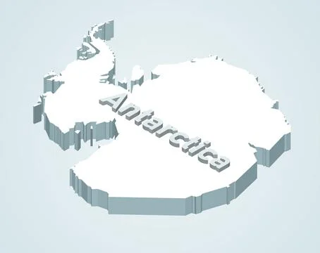 Antarctica 3d (isometric) map on light blue background Illustrazione stock