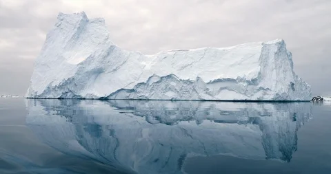 Antarctica, beautiful iceberg global warming mirror shot Stock Footage