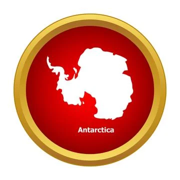 Antarctica continent map in red circle icon Stock Illustration