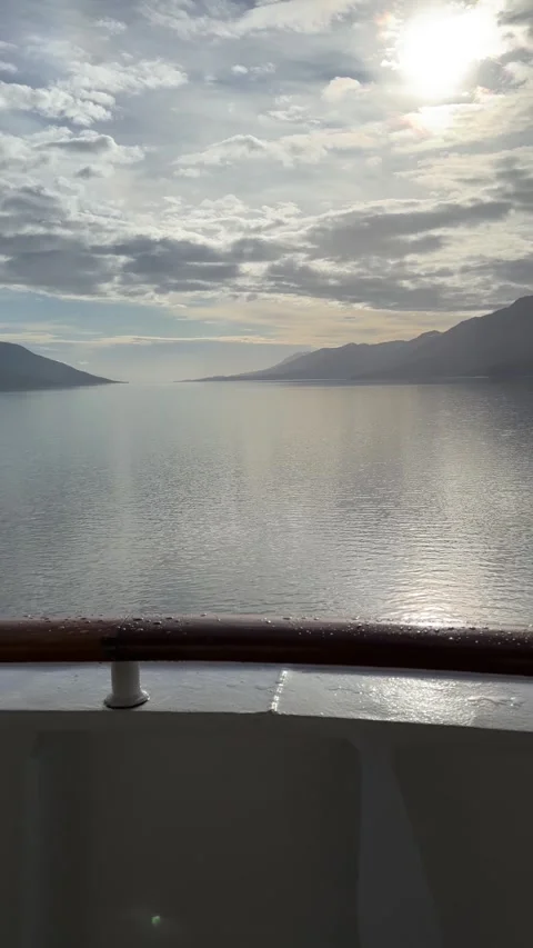 Antarctica Cruise Ship Point of View Walking Up to Handrail Tilt Up to Reve.. Stock Footage 339284071