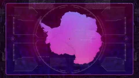 Antarctica Digital HUD UI Map Stock Footage 258917021