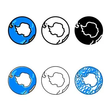 Antarctica earth minimal planet map color icon vector Stock Illustration