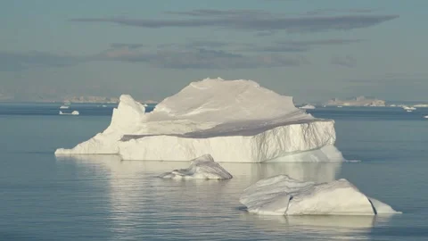 Antarctica Epic Huge Tabular Iceberg Floating. Dramatic Sunset Light. Large.. Stock Footage 342654491