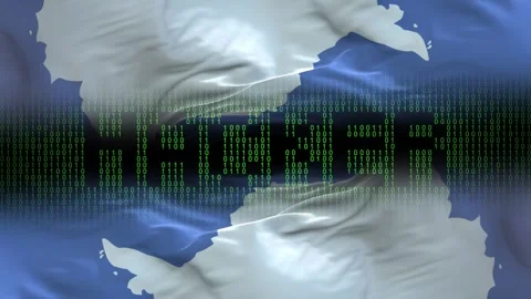 Antarctica flag - Waving flag on matrix binary code background Stock Footage 321419468