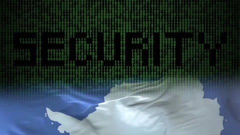 Antarctica flag - Waving flag on matrix binary code background Stock Footage 321422090