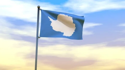 Antarctica Flag waving in the high wind Stock Footage 153869290
