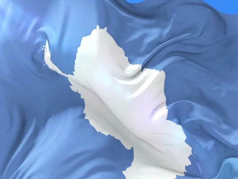 Antarctica flag waving in slow, loop Stock Footage