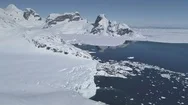 Antarctica Glacier Coastline Landscape Aerial Stock Footage