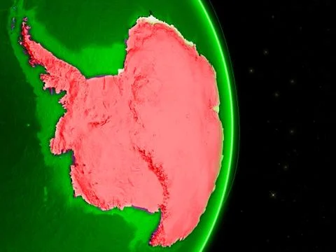 Antarctica on green networked globe Stock Illustration